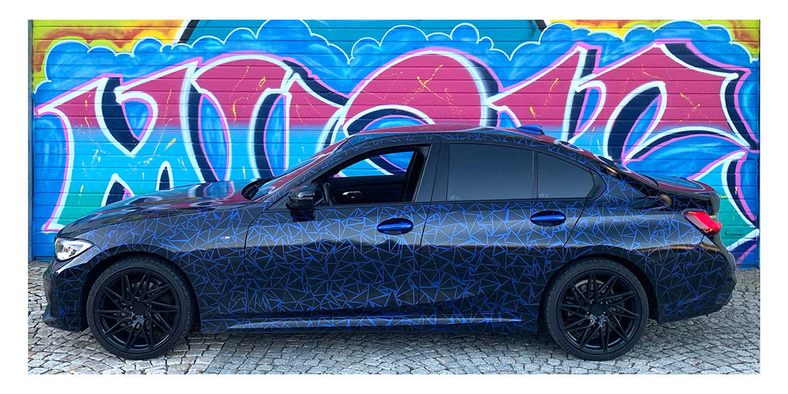 auto blau foliert muster